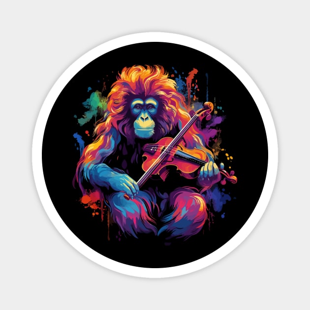 Snow Monkey Playing Violin Magnet by JH Mart